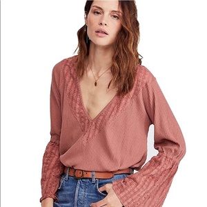 Free People Parisian Nights Mauve Rose Top Size Small